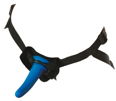 Strap-on per principianti con dildo curvo e regolabile, Blu